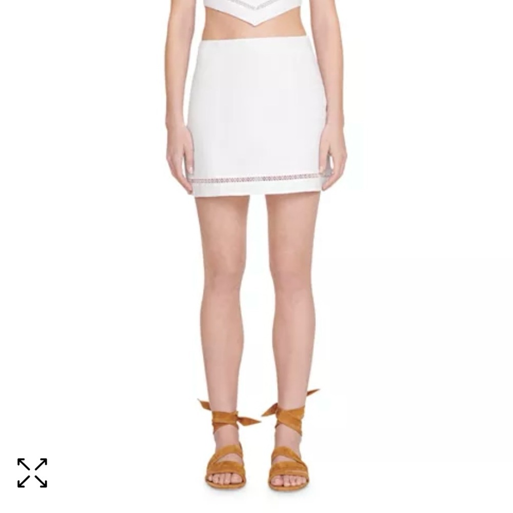 NWT STAUD Tori Linen/Poplin Mini Skirt in White